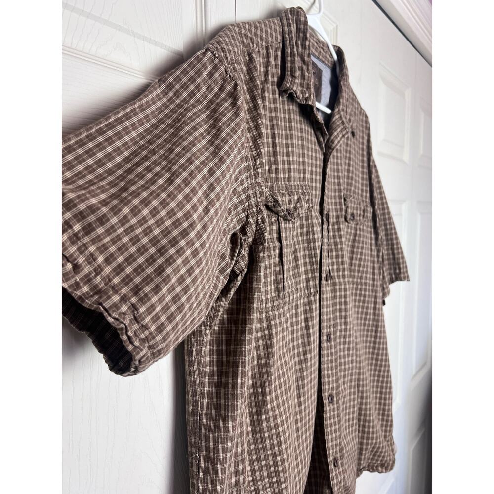 Red Head Men's Short Sleeve Brown Plaid 100% Cotton Button Down Shirt Size XL - Picture 3 of 7